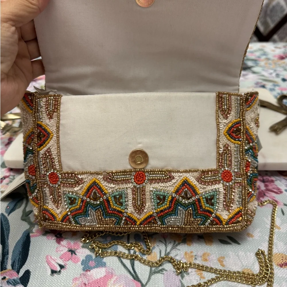 Antik Kraft Red and Orange Clutch with Ornate Design - Picture 3 of 3